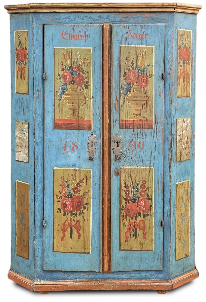 Antique Alpine Blue Wardrobe Dated 1829  