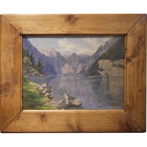 Alpine Lake Painting – Königssee – T.rashgerber - 1928
