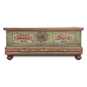 Alpine Green Floral Painted Blanket Chest  