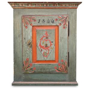 1844 Bleu Floral Painted Alpine Cabinet  