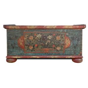 Alpine Blue Painted Chest Dated 1835  