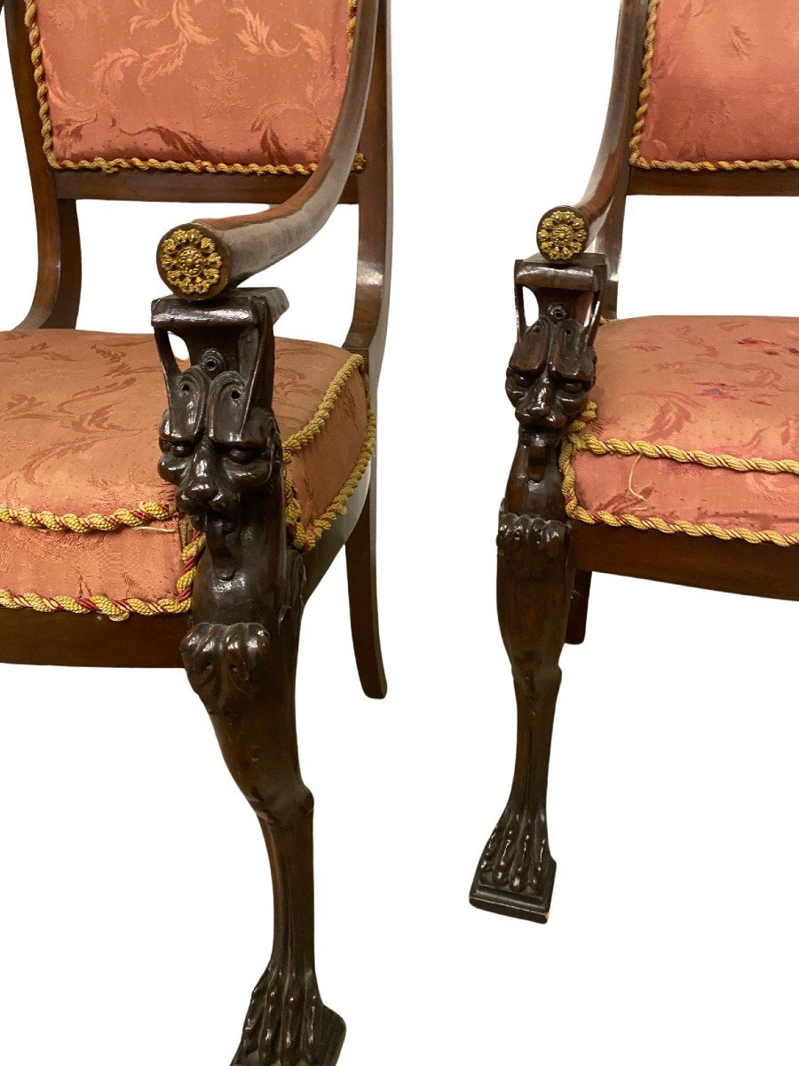 Pair Of Armchairs In Mahogany-photo-2