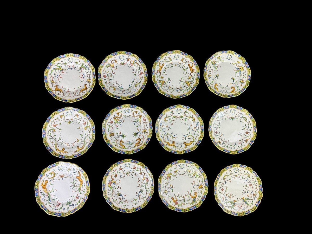 Set Of 12 Ceramic Saucers Marked Minghetti Bologna