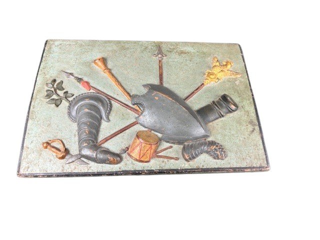 Polychrome Wood Panel Depicting Panoply-photo-2