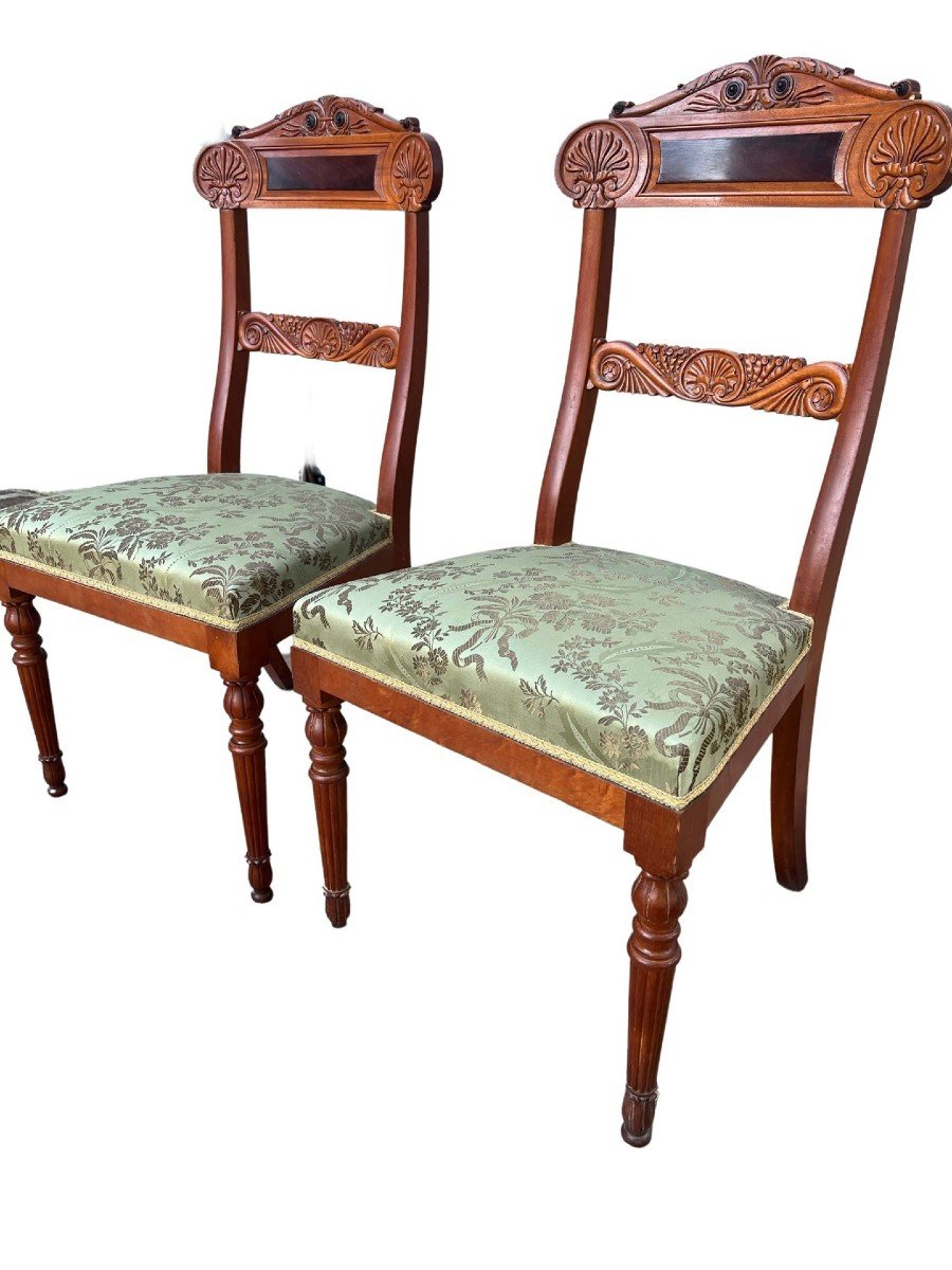  Pair Of Maple Chairs With Rosewood Inserts-photo-3