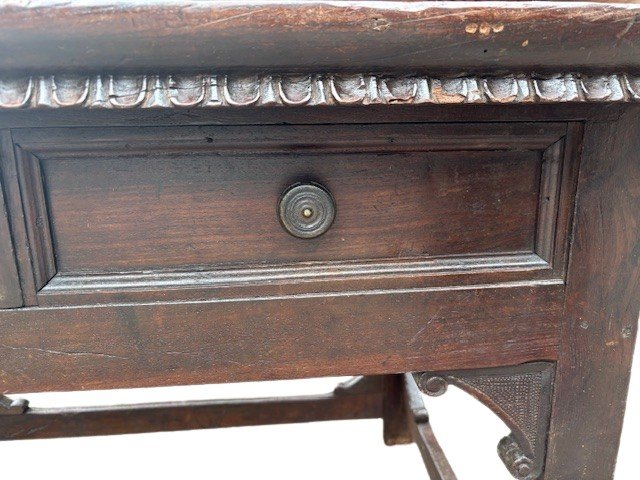 Table In Elm Wood With Double Drawer In The Band-photo-1