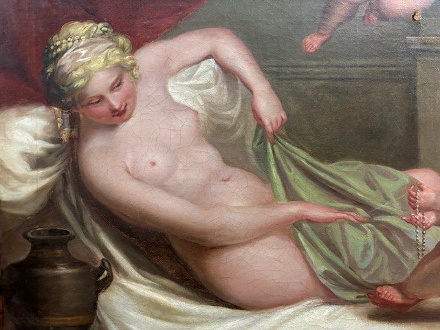 Oil Painting On Canvas Depicting Venus Joking With The Amorini-photo-2