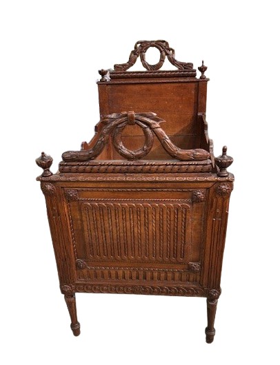 Carved Oak Wood Cradle-photo-2