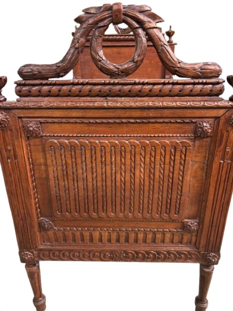 Carved Oak Wood Cradle-photo-1