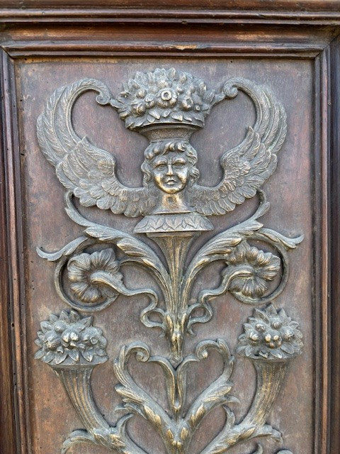 Pair Of Walnut Doors With Bronze Decorations-photo-3