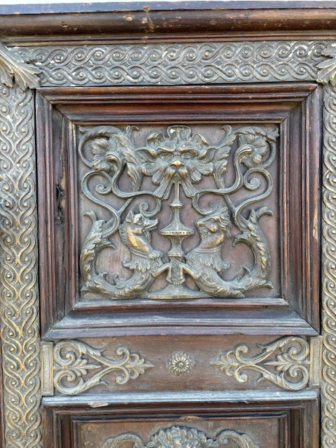 Pair Of Walnut Doors With Bronze Decorations-photo-4