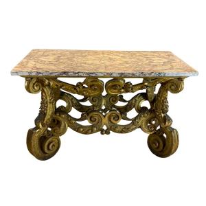 Console Baroque En Bois Sculpté Et Doré