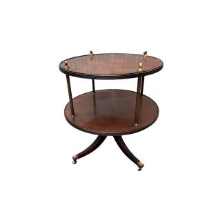 English Mahogany Coffee Table With 2 Shelves