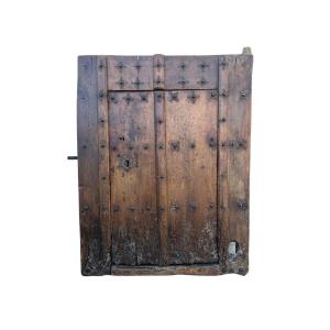 Rare Tuscan Door Studded In Walnut With Frame