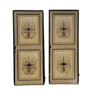 Pair Of Doors To A Door Painted Grotesque