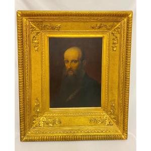 Painted On Cardboard Signed And Dated " F. C. Welsch 1885 " In Original Frame In Carved And Gil