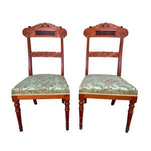  Pair Of Maple Chairs With Rosewood Inserts