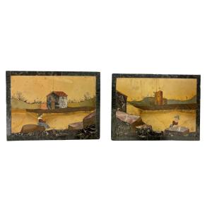 Pair Of Pietra Dura Plaques