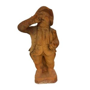 Terracotta Sculpture Depicting A Tobacco Sniffer