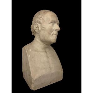 White Marble Bust Depicting A Gentleman.