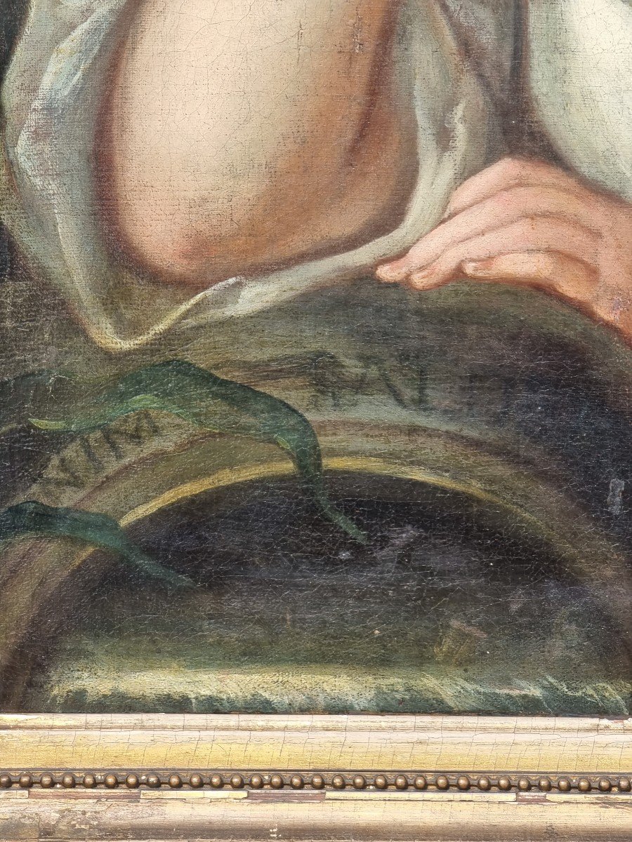 Peinture à l'Huile Sur Toile Du XVIIIe Siècle Représentation d'Une Jeune Nymphe Aquatique,-photo-1