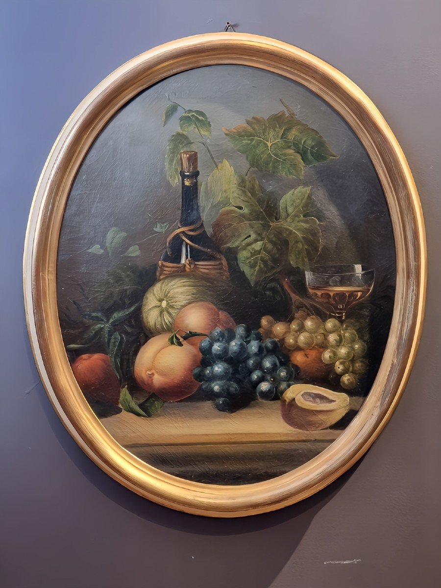 Pair Of Oval Paintings – Still Lifes, Late 19th Century-photo-4