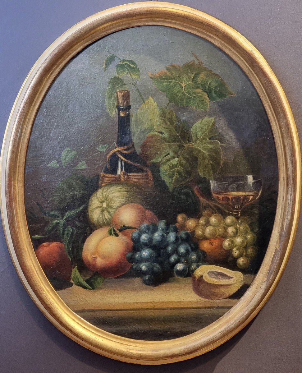 Pair Of Oval Paintings – Still Lifes, Late 19th Century