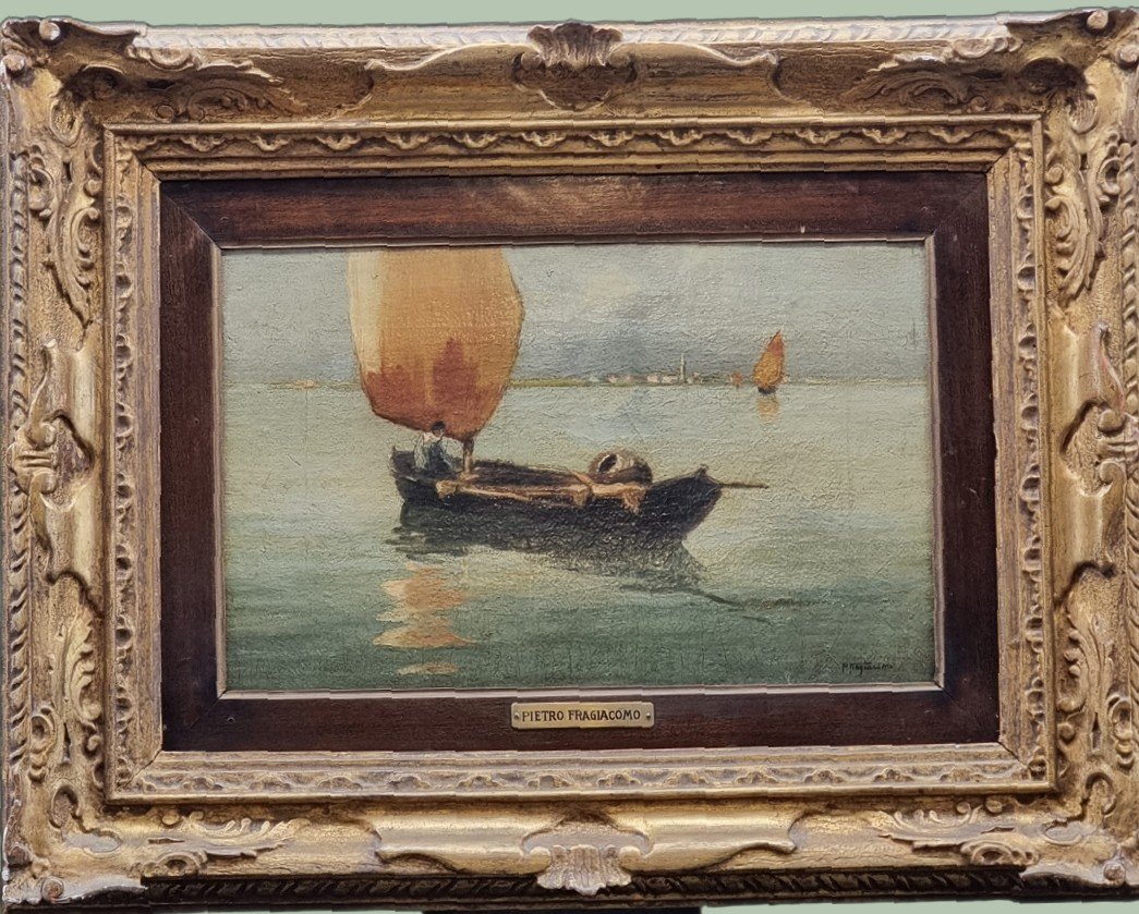 Pietro Fragiacomo – "bateau Dans La Lagune"