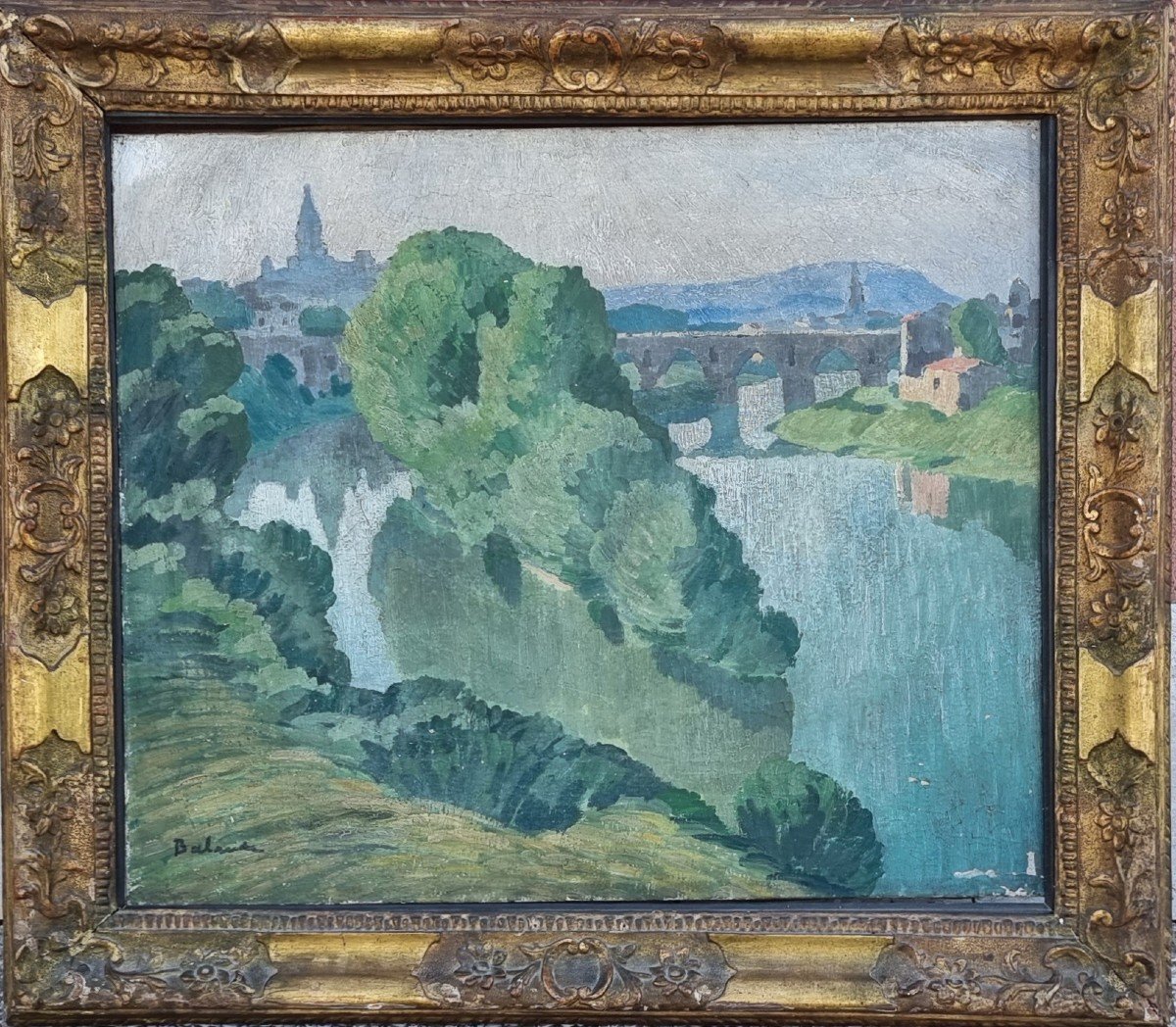 Paysage Français – Vue De Montauban, Huile Sur Toile-photo-2