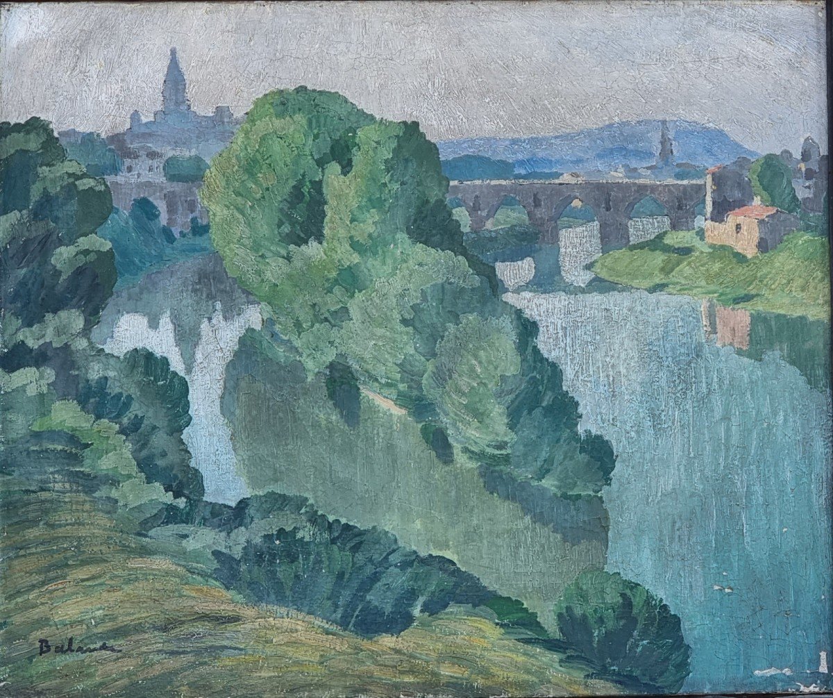 Paysage Français – Vue De Montauban, Huile Sur Toile