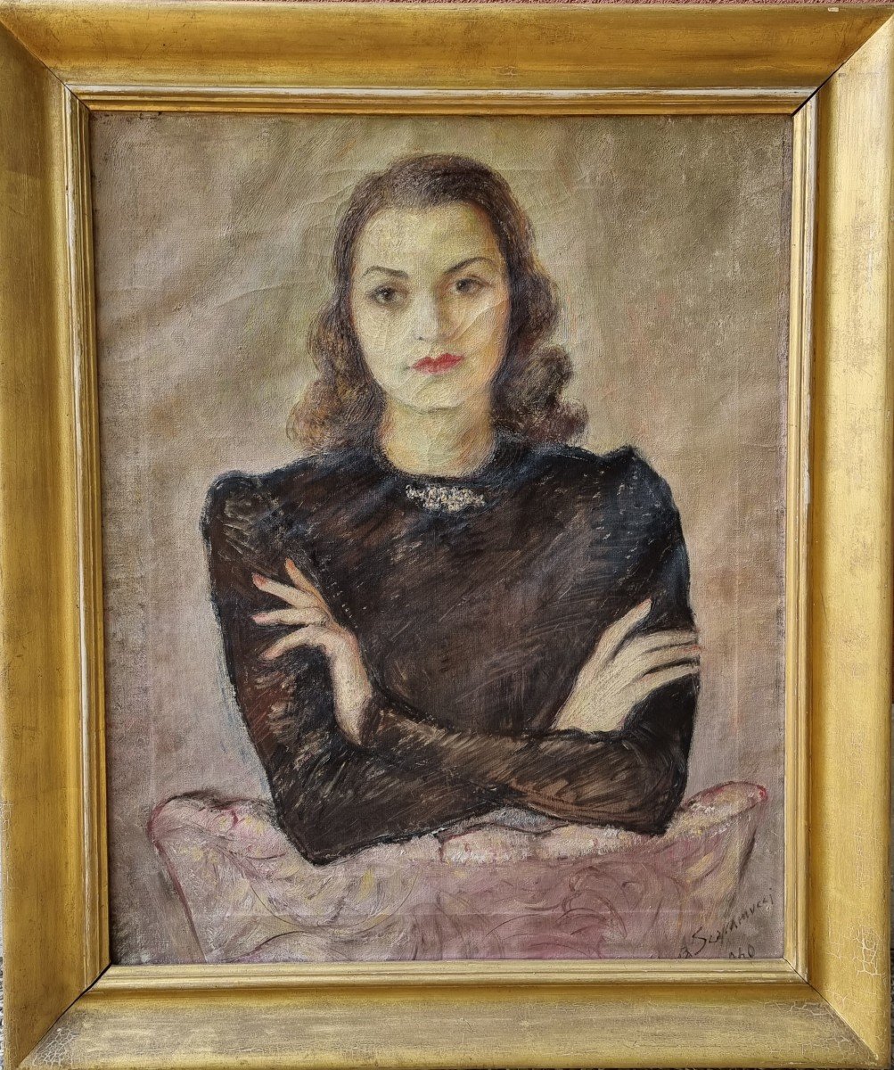 Portrait De Jeune Femme Signé Scaramucci, 1940