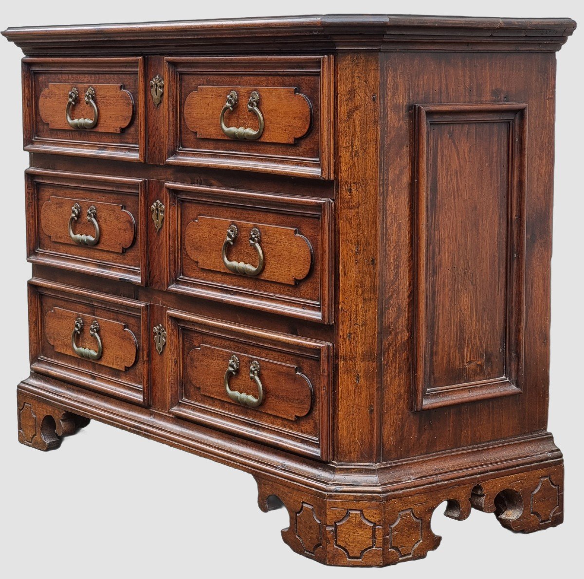 17th-century Emilian Chest Of Drawers In Solid Walnut-photo-2