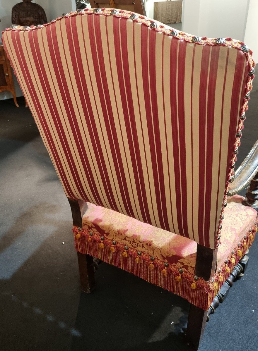 17th-century Emilian Armchair With A Carved And Turned Wooden Frame.-photo-7