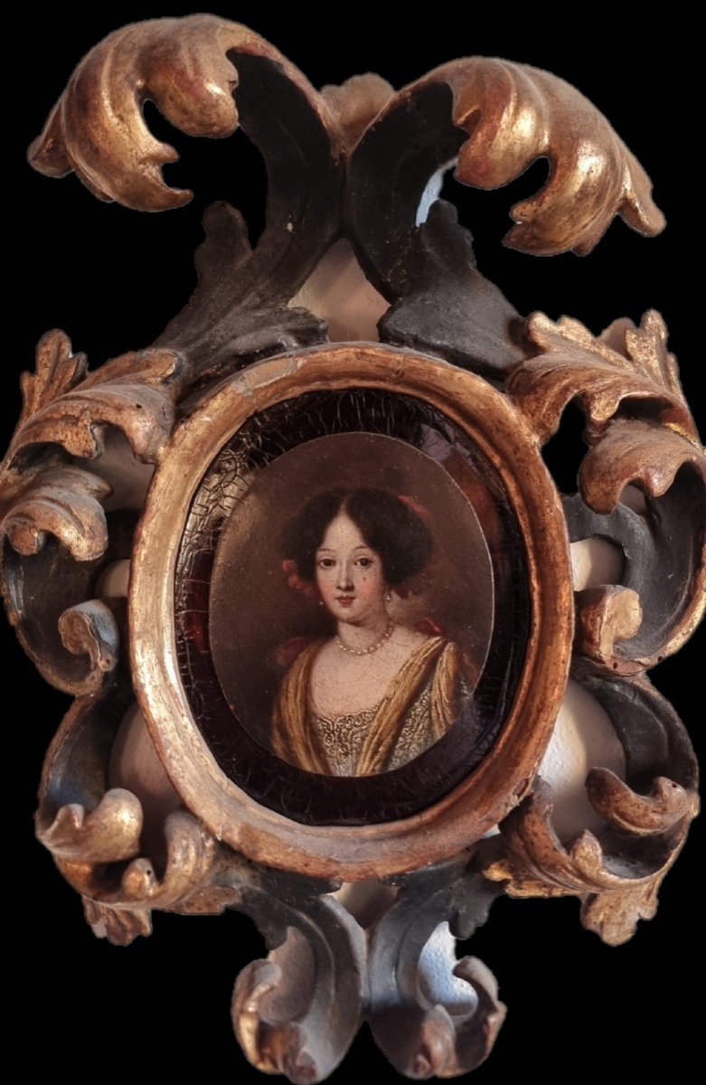 Portrait Of A Young Girl With An Emilian Frame From The 18th Century