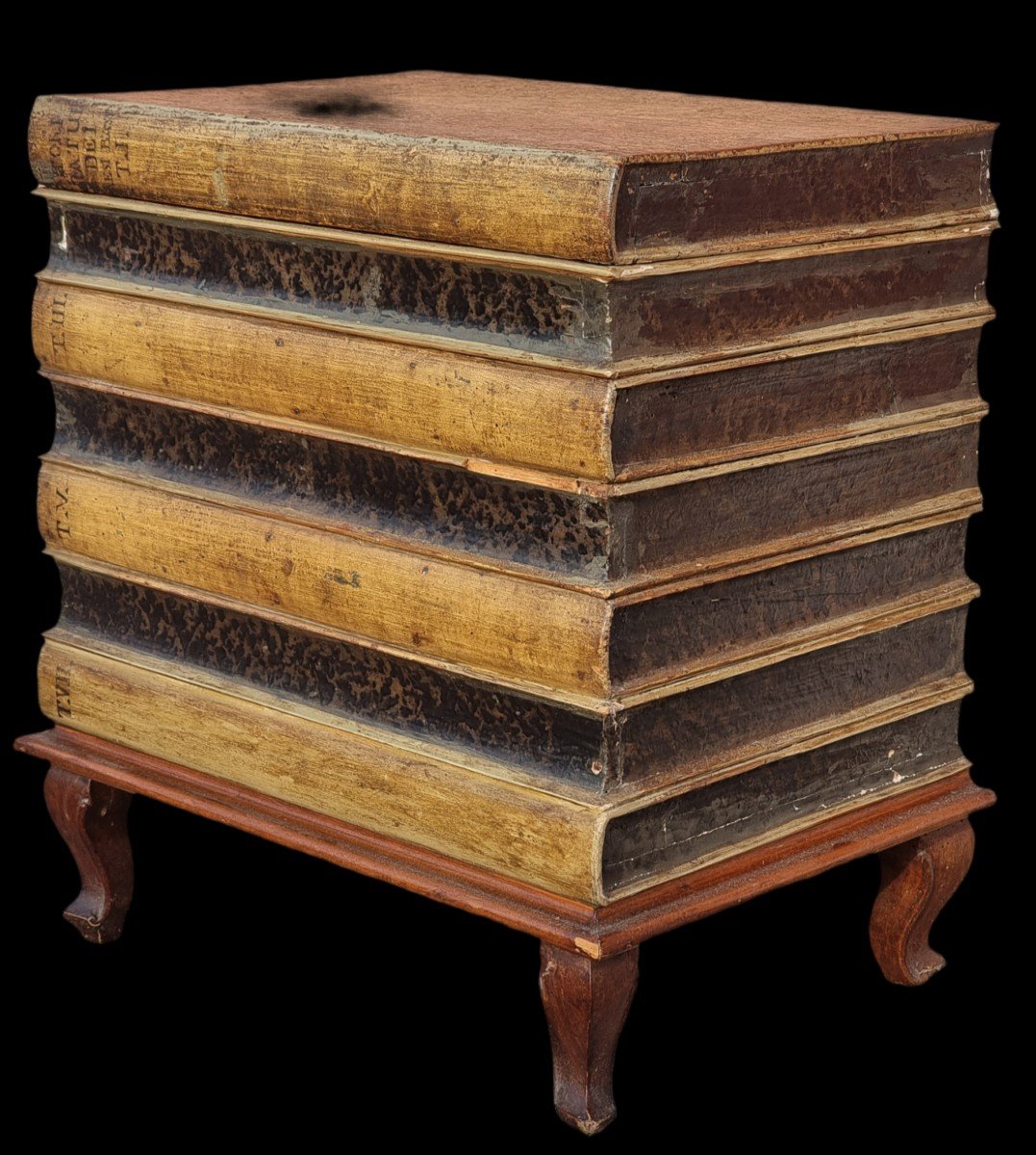 Small Wooden Chest-bench Shaped Like Books