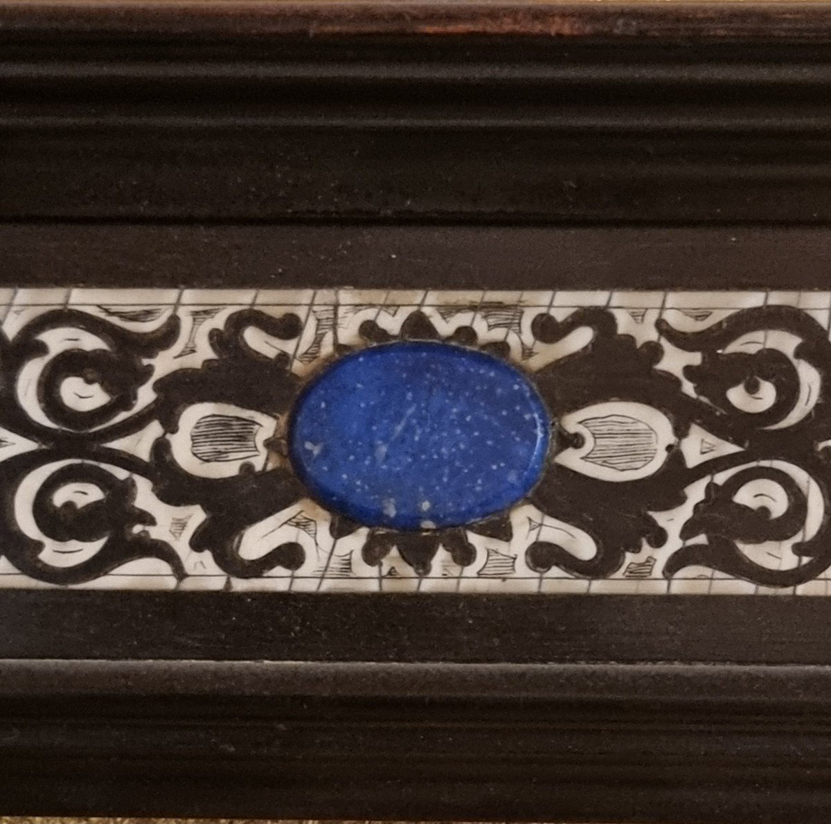 Ebonized Wooden Frame With Inlaid Hardstones-photo-2