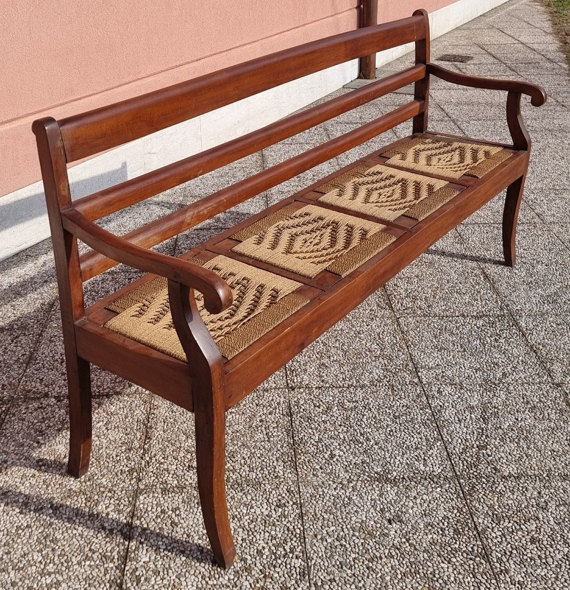 19th-century Venetian Walnut Bench-photo-3