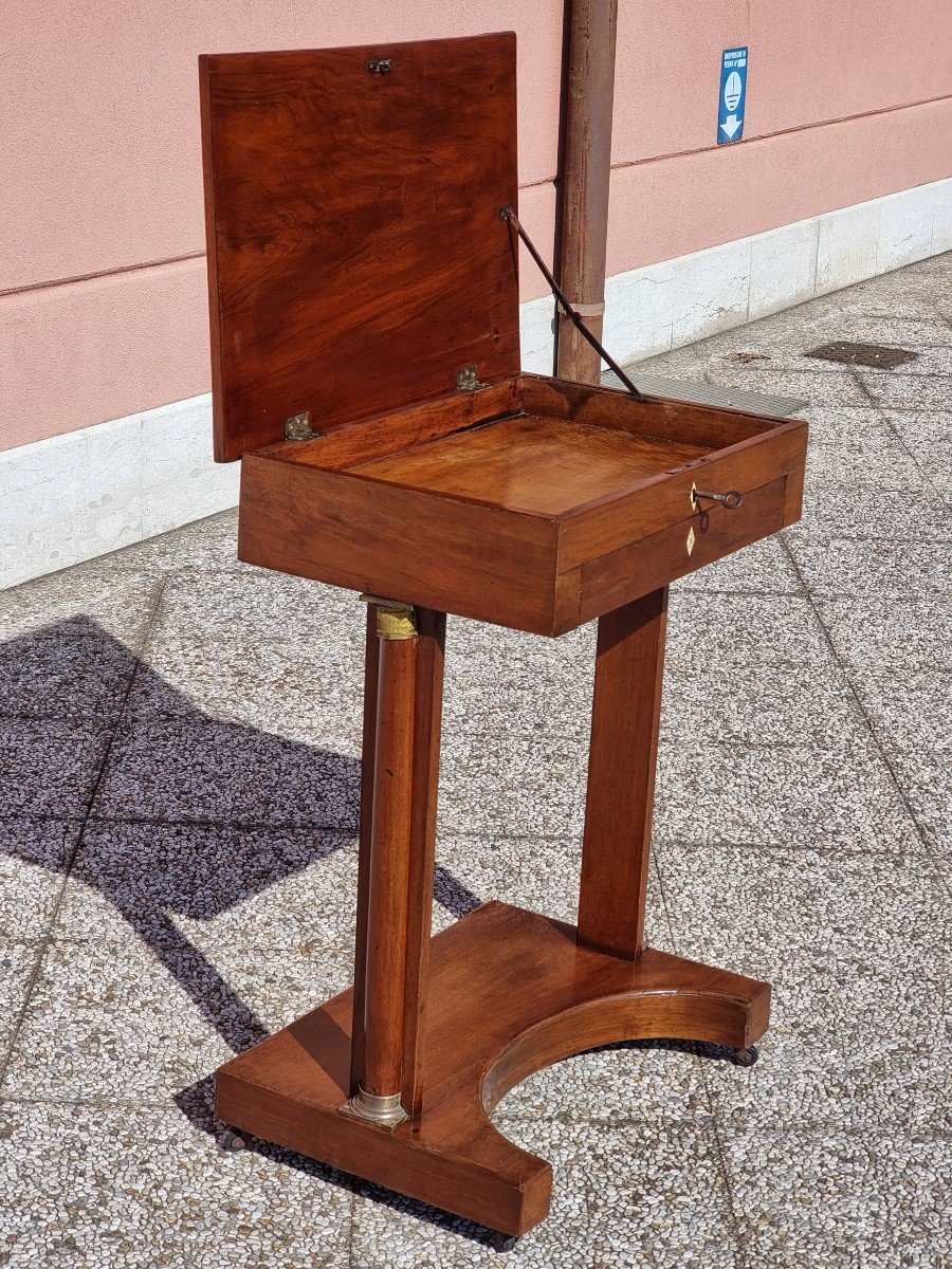 Empire-style Console Table Veneered In Mahogany-photo-4