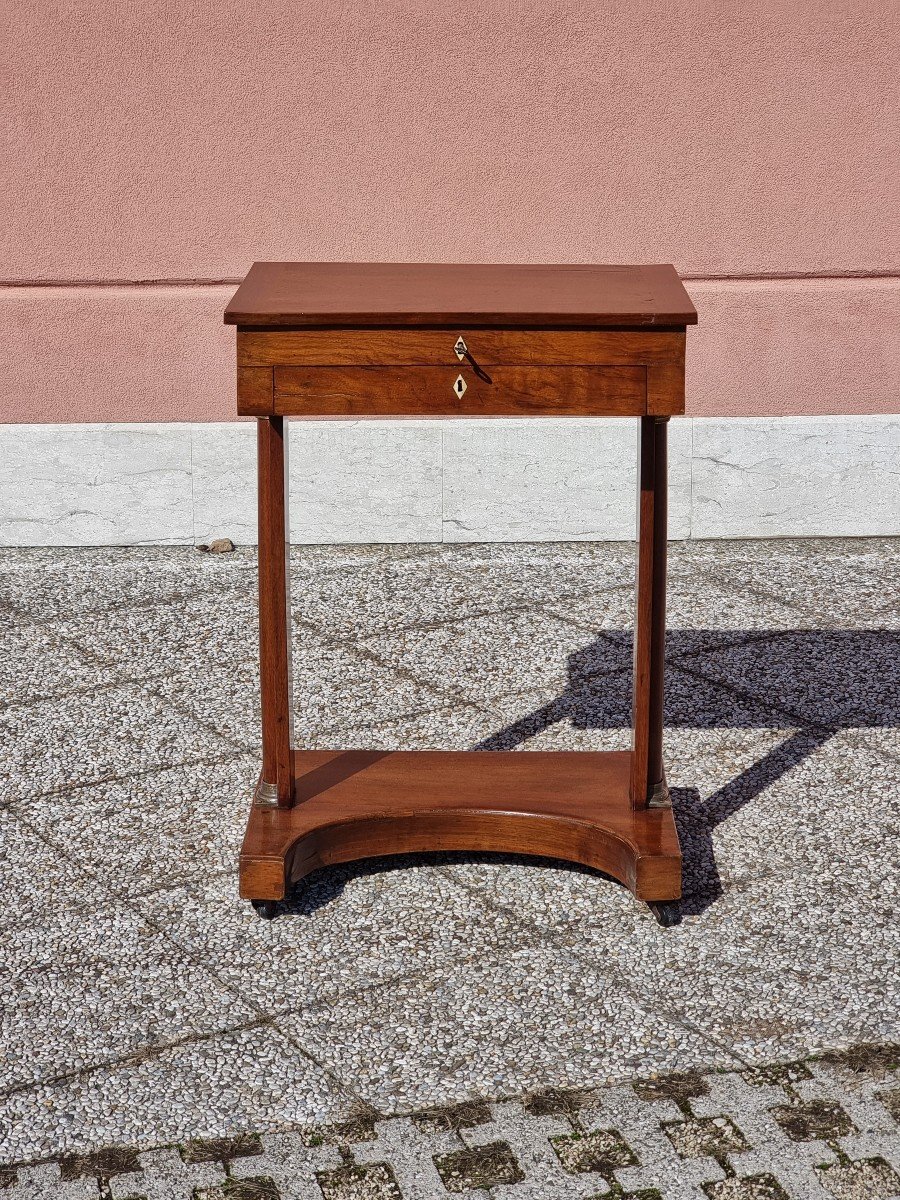 Empire-style Console Table Veneered In Mahogany-photo-5