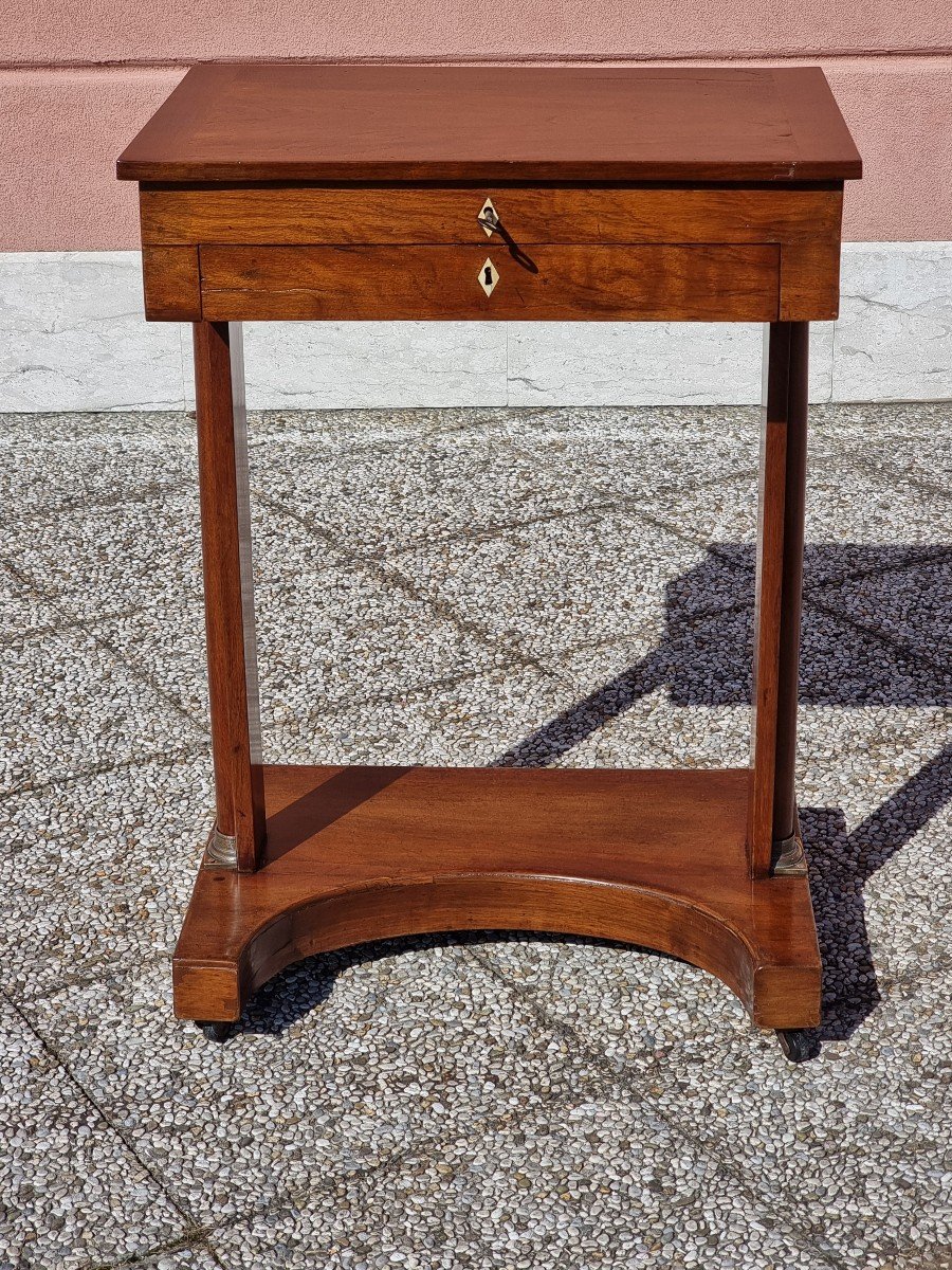 Empire-style Console Table Veneered In Mahogany-photo-6