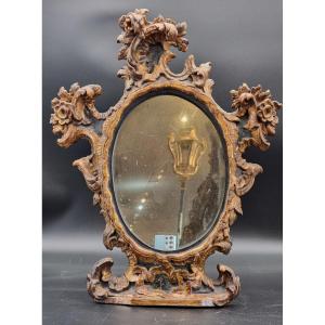 Baroque Mirror Carved With Silver Leaf, Dating From The Early 1700s.