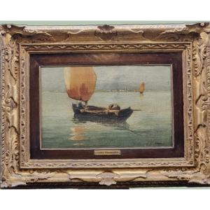 Pietro Fragiacomo – "bateau Dans La Lagune"