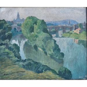 Paysage Français – Vue De Montauban, Huile Sur Toile