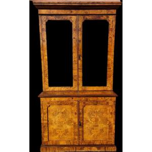 Inlaid Burlwood Bookcase From The 19th Century