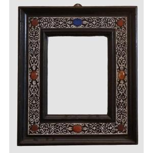 Ebonized Wooden Frame With Inlaid Hardstones