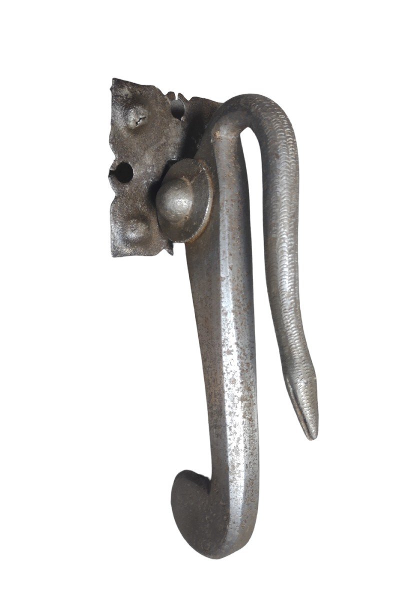 Zoomorphic Wrought Iron Door Knocker XVII Century-photo-3