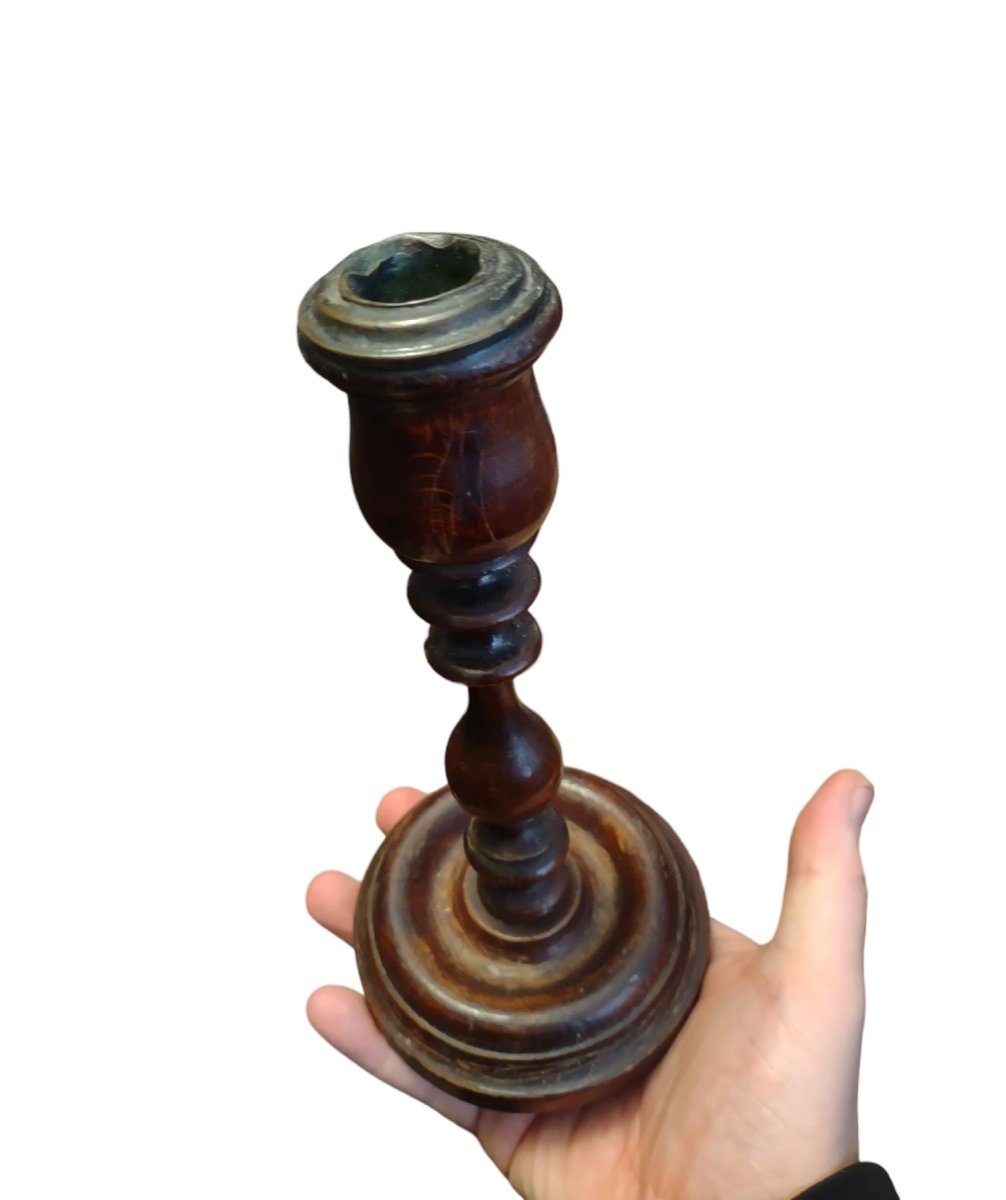 Wooden Turned Candlestick Venice Early XIX Century-photo-2