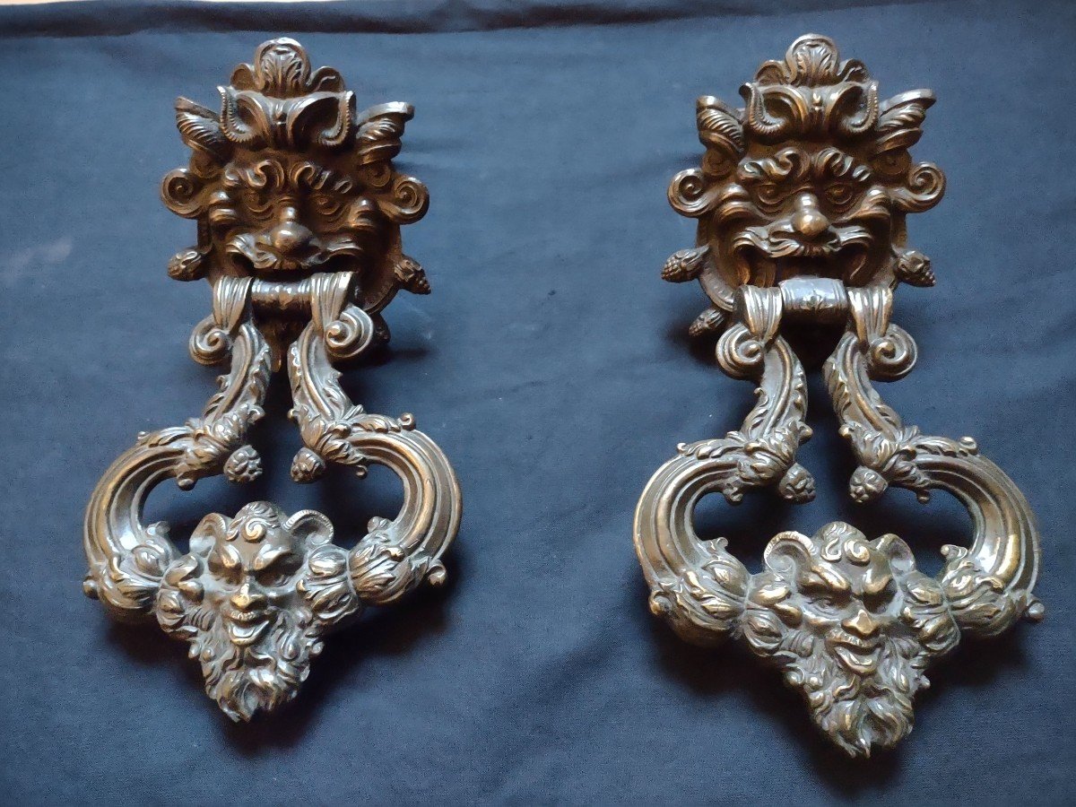 Paire De Heurtoirs En Bronze Louis XIV-photo-4