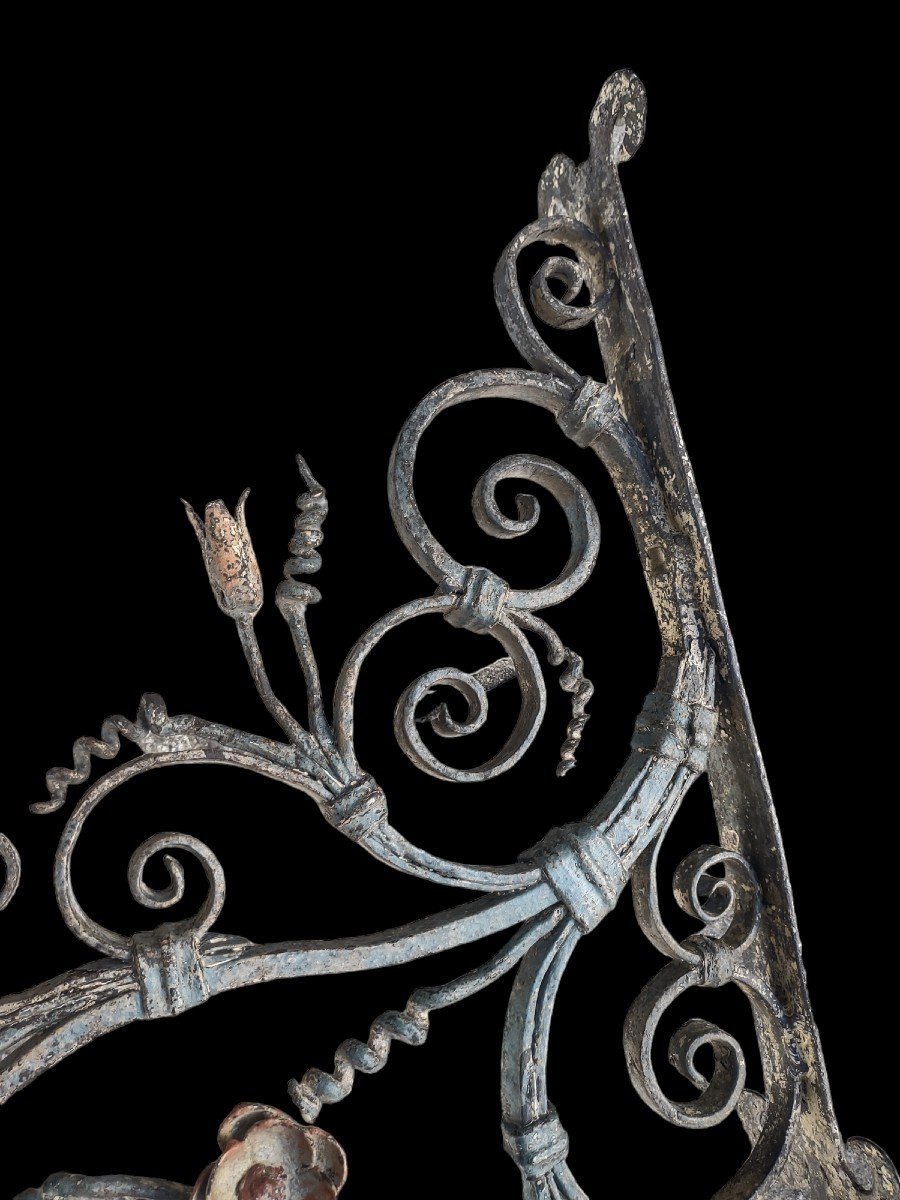 Painted Wrought Iron  Italian Sconce XVIII Century-photo-3