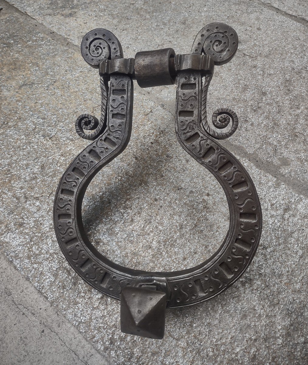 Wrought Iron Engraved Door Knocker XVII Century -photo-2